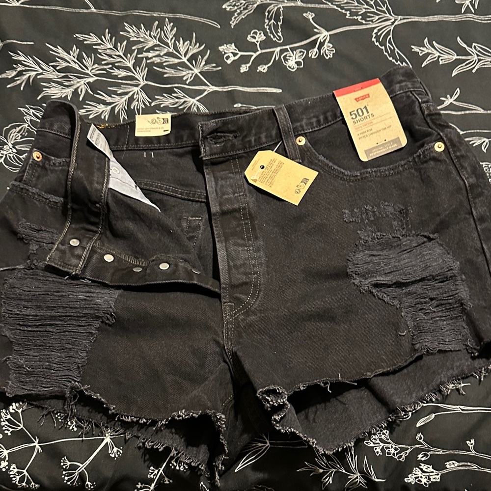 Levi's Black Distressed Women's Jean Shorts